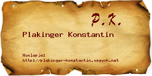 Plakinger Konstantin névjegykártya